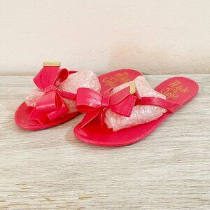 New Petite Jolie Pink Jelly Sandals 7 Bow Beach Flats